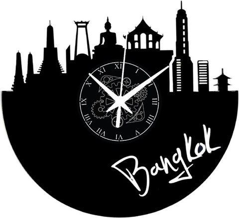 Bangkok ➤ Orologio in Vinile da Parete Città Agenzia Viaggi Bar Locale Ufficio