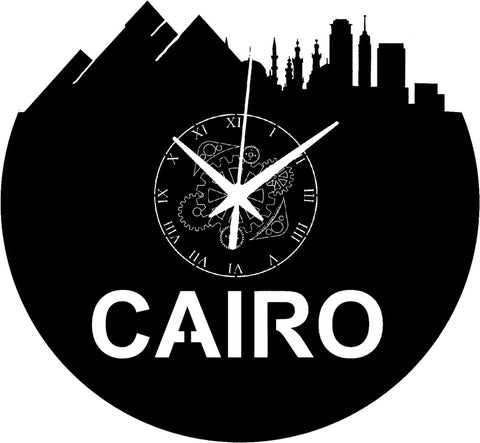 Il Cairo ➤ Orologio in Vinile da Parete Città Agenzia Viaggi Bar Locale Ufficio Egitto Piramidi