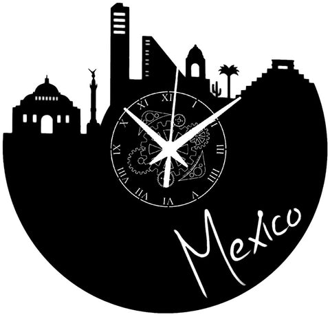 Messico ➤ Orologio in Vinile da Parete Città Agenzia Viaggi Bar Locale Ufficio Mexico