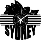 Sydney ➤ Orologio in Vinile da Parete Città Agenzia Viaggi Bar Locale Ufficio