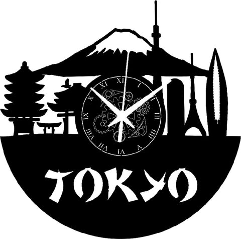 Tokyo ➤ Orologio in Vinile da Parete Città Agenzia Viaggi Bar Locale Ufficio Giappone