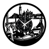 Venezia ➤ Orologio in Vinile da Parete Città Arte Italia Gondola