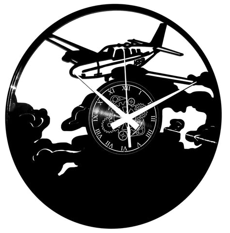 Aereo Pilota ➤ Orologio in Vinile da Parete Aereoplano Aviazione Aereonautica