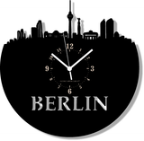 BERLINO ➤ Orologio da Parete in Legno Città Skiline