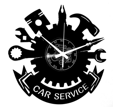 Car Service ➤ Orologio in Vinile da Parete -  Auto Meccanico Carrozziere