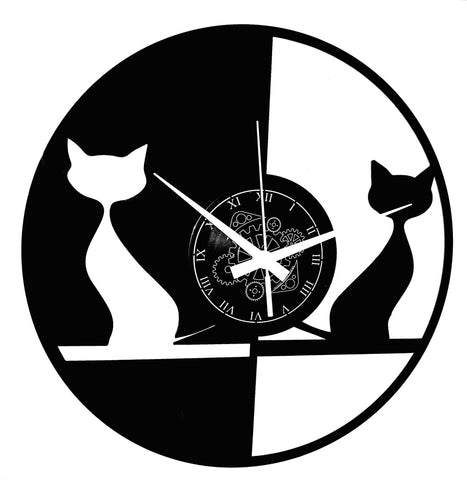 Coppia di Gatti ➤ Orologio in Vinile da Parete Animali Domestici