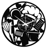 Cucina Chef ➤ Orologio in Vinile da Parete Cuoco Utensili