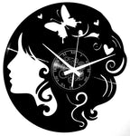 Farfalla Donna ➤ Orologio in Vinile da Parete Idea Regalo Parrucchiera