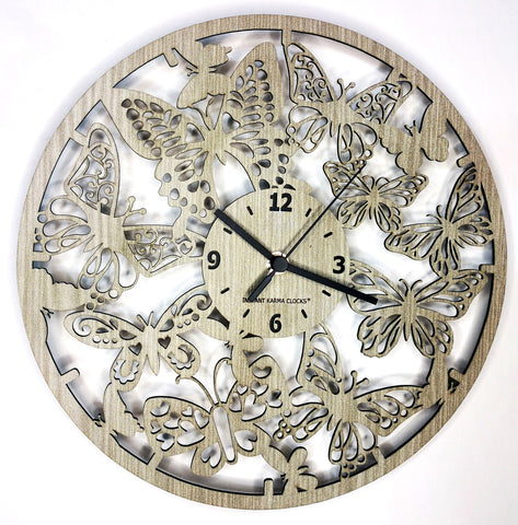 FARFALLE ➤ Orologio da Parete in Legno