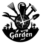 Garden ➤ Orologio in Vinile da Parete - Fiori Giardino Giardinaggio Orto Attrezzi