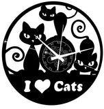 Gatti ➤ Orologio in Vinile da Parete - I Love Cats