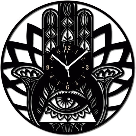 Mano di Fatima ➤ Orologio da Parete in Legno Hamsa Alo Amuleto