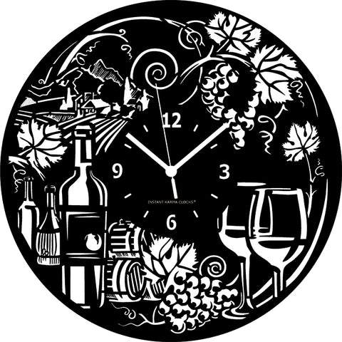 VINO ➤ Orologio da Parete in Legno Enoteca Pub Bar Taverna Ristorante Pizzeria Uva