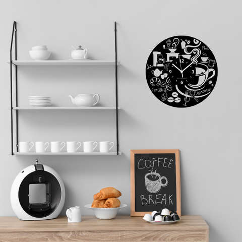 CAFFE' ESPRESSO ➤ Orologio da Parete Coffee Cucina Bar Caffetteria Ris –  Instant Karma Clocks