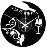 Vino ➤ Orologio in Vinile da Parete Calice Uva Enoteca