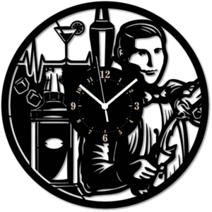 Barman ➤ Orologio da Parete in Legno
