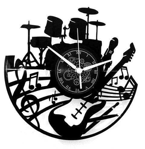 Chitarra Musica Batteria ➤ Orologio in Vinile