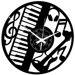 Chitarra Tastiera ➤ Orologio in Vinile da Parete
