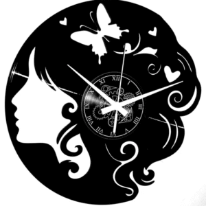 Farfalla Donna ➤ Orologio in Vinile da Parete