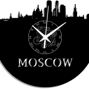 Mosca ➤ Orologio in Vinile da Parete Città Agenzia Viaggi Bar Locale Ufficio