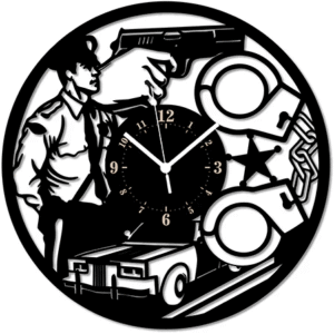 Polizia ➤ Orologio da Parete in Legno