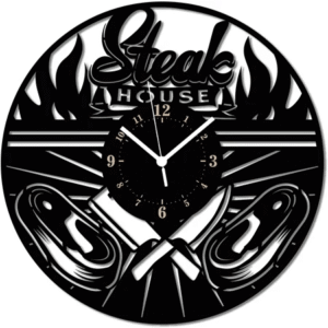 Steak House ➤ Orologio da Parete in Legno