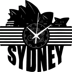 Sydney ➤ Orologio in Vinile da Parete Città Agenzia Viaggi Bar Locale Ufficio